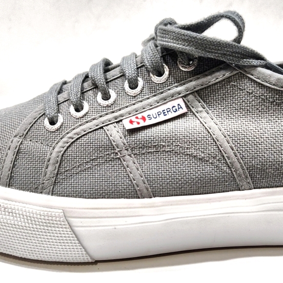 SUPERGA Low Top Platform Sneakers Grey Lace Up Unisex Size Womens 9.5 Men 8 US - Picture 9 of 12